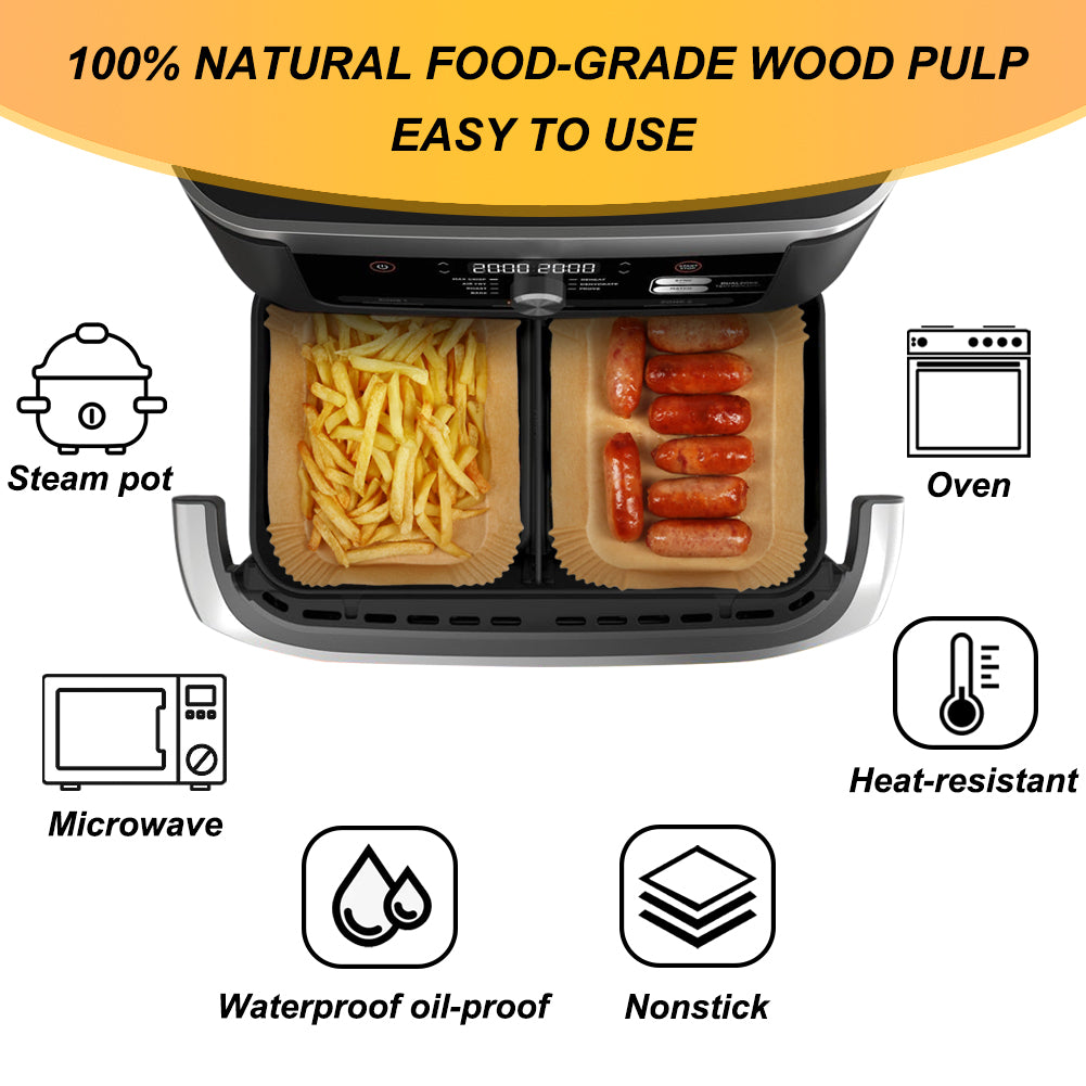 BYKITCHEN Air Fryer Liners for Ninja Foodi Flex Drawer Air Fryer AF500UK 10.4L, 150Pcs Air Fryer Accessories, Large Air Fryer Parchment Paper Liners, Also Compatible for Duronic 10L & Instant 8.5L