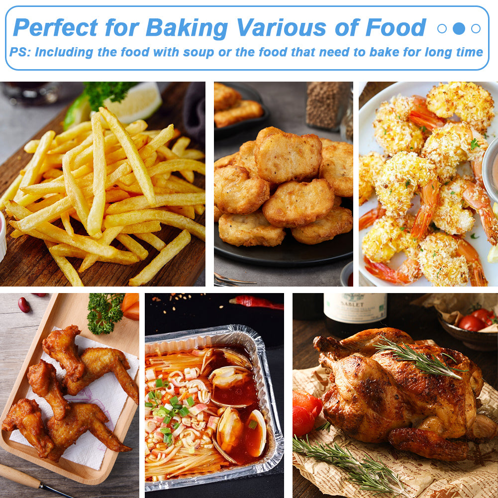 BYKITCHEN Air Fryer Aluminum Foil Food Containers, 8 Inch Square Air fryer liners, 30 Pack, Air Fryer Accessories for COSORI, Ninja, Tower Baking/Cooking/Roasting