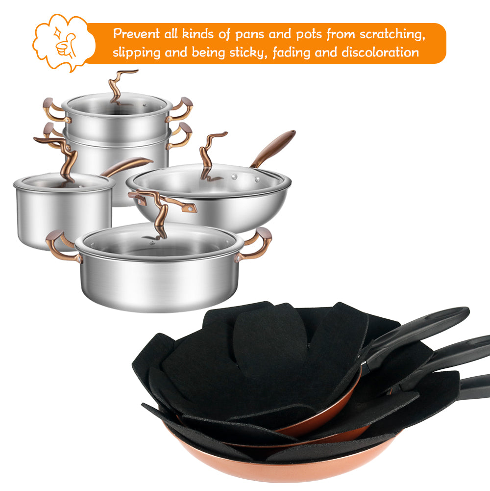BYKITCHEN Larger & Thicker Pan Protectors, Set of 12 and 3 Different Sizes, Felt Pot Pan Separators, Pan Dividers Pads for Stacking and Protecting Your Cookware