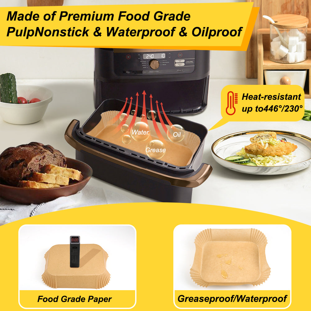 BYKITCHEN 210PCS Air Fryer Liners for Ninja AF500UK, Flex Drawer 10.4L Air Fryer Accessories, AF500UK Accessories, Large Air Fryer Liners for Megazone, Also Compatible for Duronic 10L & Instant 8.5L