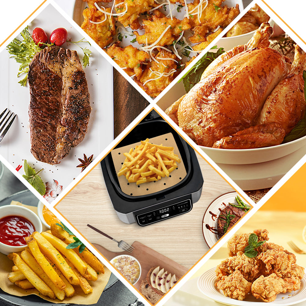 BYKITCHEN 200pcs Air Fryer Liners - Perforated Disposable Paper Liner for Ninja AG301 Foodi 5-in-1 Indoor Grill