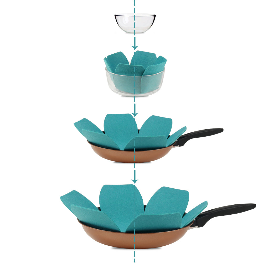 BYKITCHEN Stacking Pan Protectors, Larger & Thicker Felt Pan Separators Pads, Set of 9 and 3 Different Sizes, Pot Protectors for Storing and Protecting Your Cookware