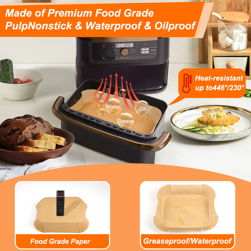 BYKITCHEN Air Fryer Liners for Ninja Flex Drawer AF500UK 10.4L, Air Fryer Accessories for AF500UK Megazone, Large 10.4L Air Fryer Liners, Also Compatible for Duronic 10L & Instant 8.5L(120PCS)
