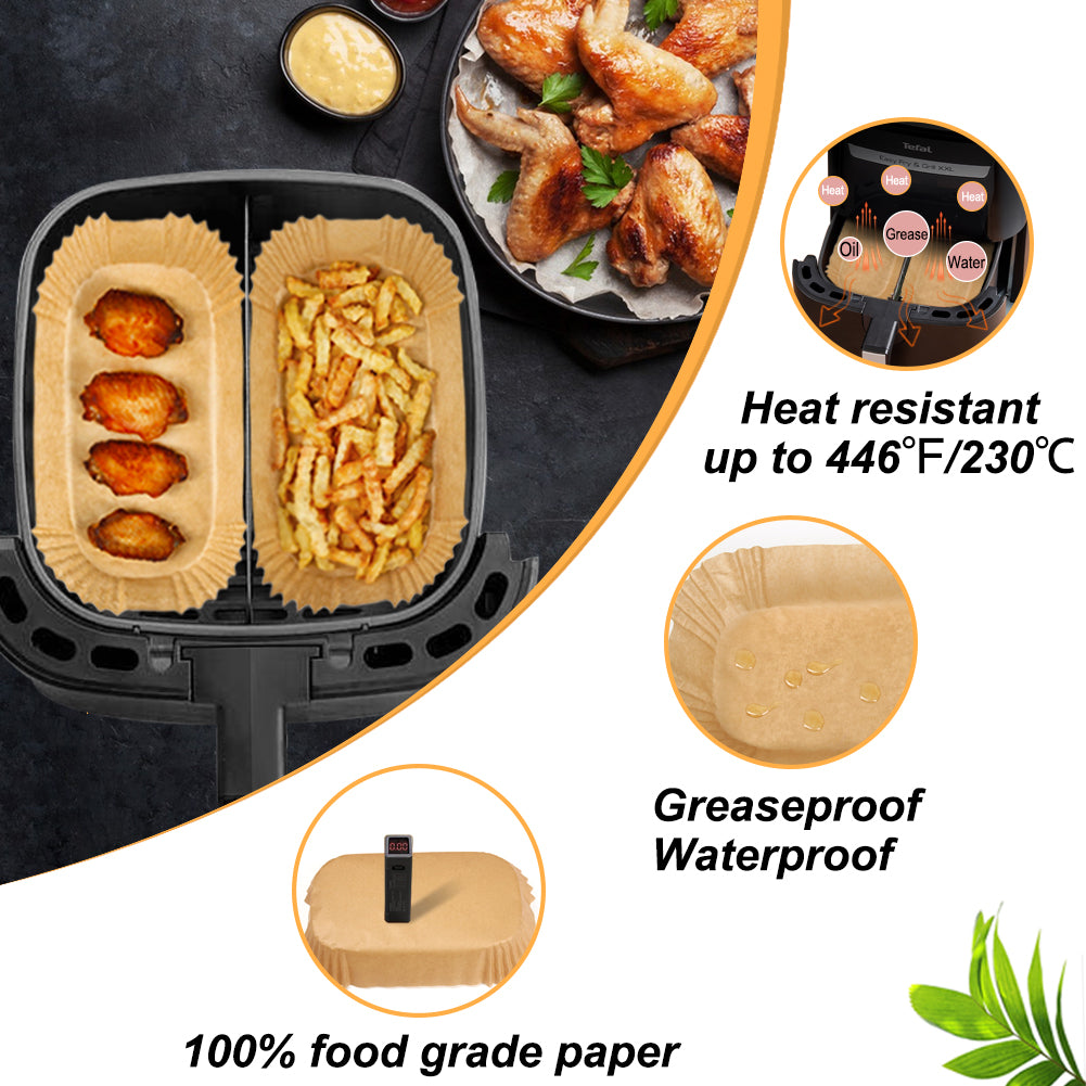 BYKITCHEN Air Fryer Liners for Tefal Easy Fry 3.25L x2 Dual Air Fryer, Paper Liners Disposable, Air Fryer Accessories for Tefal Flexi Drawer Air Fryer EY801827, for Small 2 Drawer(100PCS)