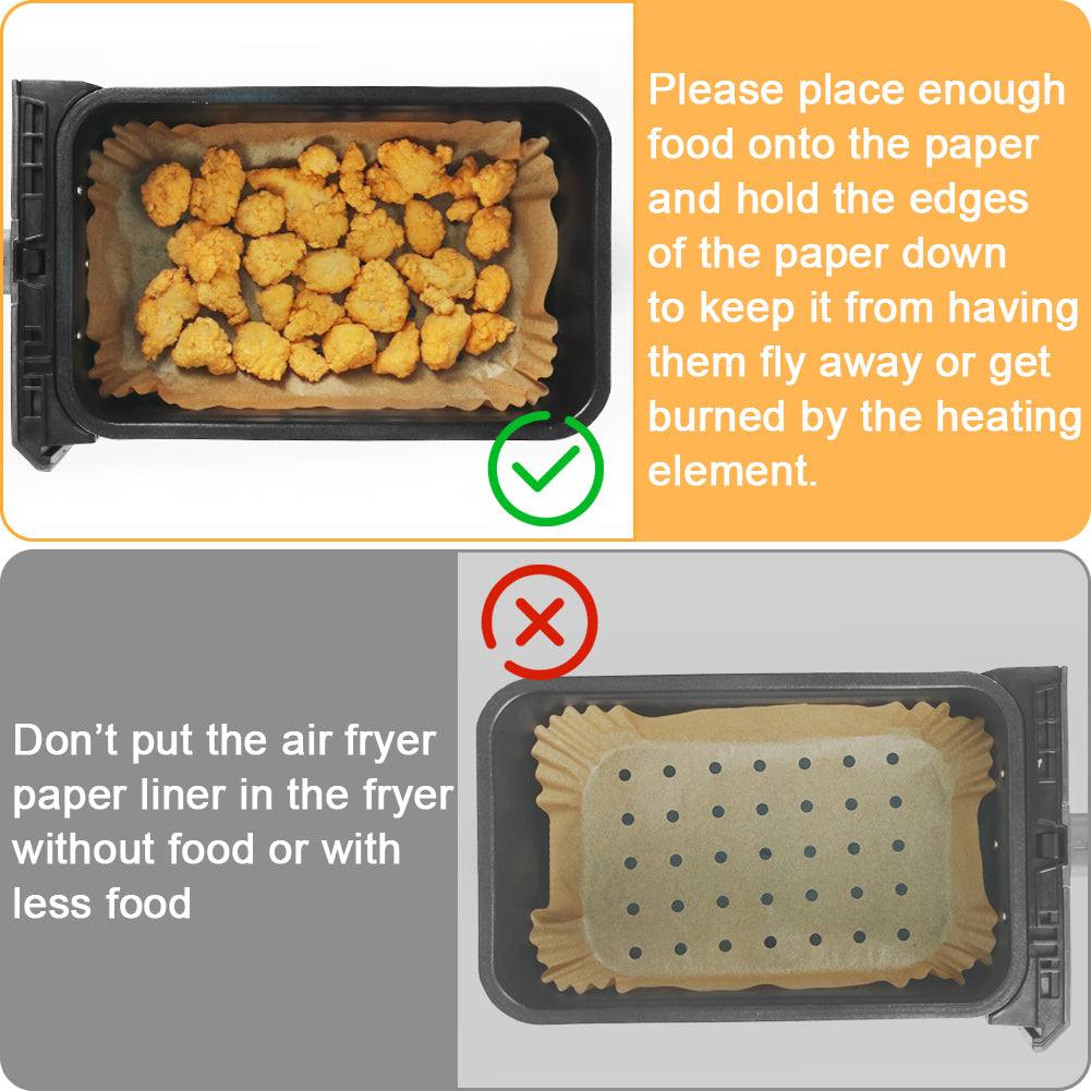 BYKITCHEN 100pcs Air Fryer Liners for Ninja Dual, Perforated Air Fryer AF300UK AF400UK Accessories, Disposable Air Fryer Paper Liner for Ninja, Salter, Tower Other Dual Zone Air Fryer
