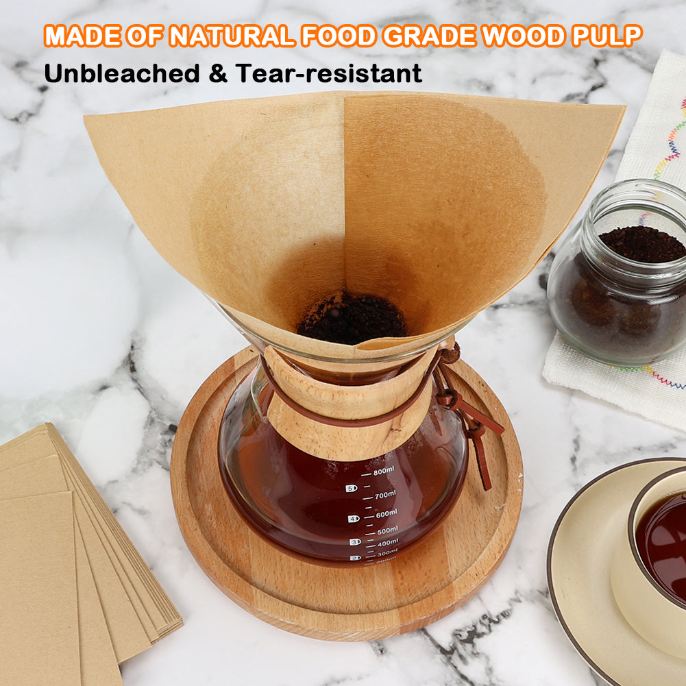 BYKITCHEN Pre-folded Pour Over Coffee Filter, Natural Unbleached Square Disposable Coffee Filter Papers for Pour-Over Coffee Maker Drippers and More(Set of 50)