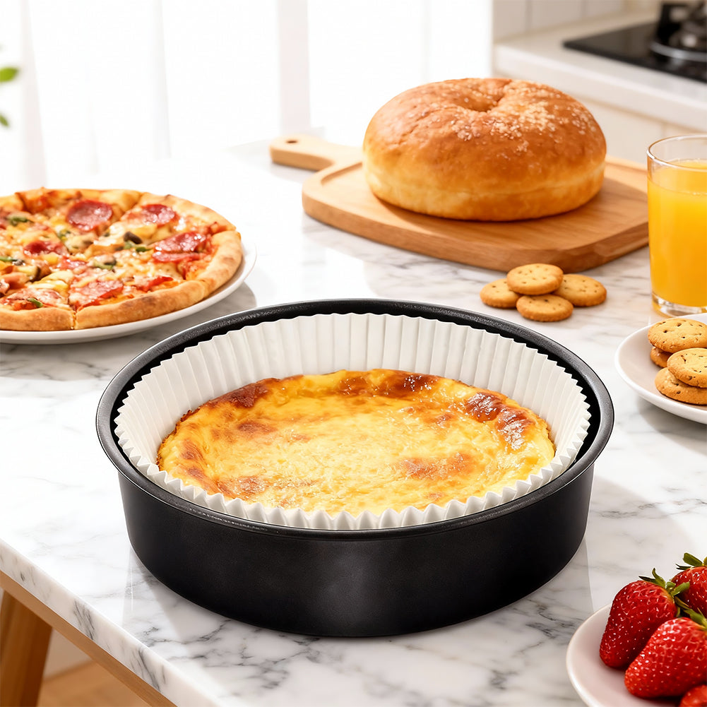 BYKITCHEN Round Cake Tin Liners 9 Inch for 23cm Springform Cake Tins & Baking Pan, Greaseproof Parchment Paper Liner, Disposable Non-Stick Baking Parchment Paper for Air Fryer