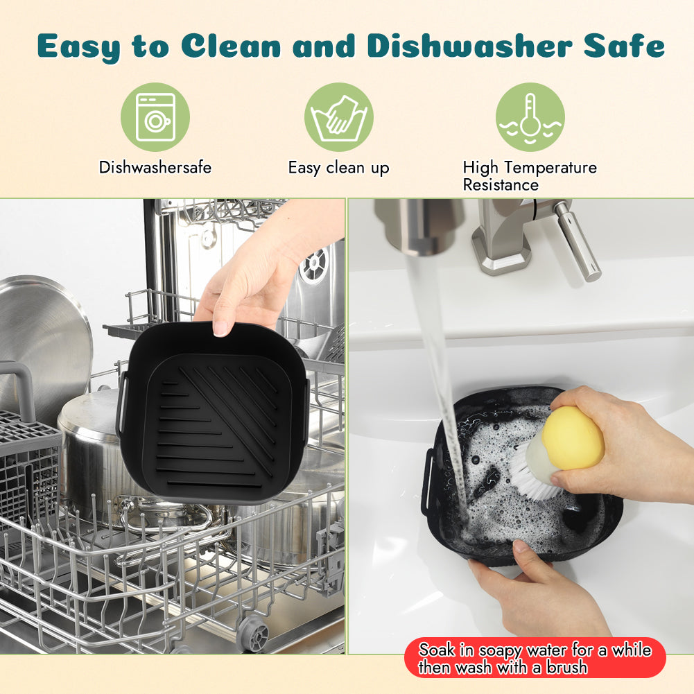 BYKITCHEN Small Silicone Air Fryer Liners for 1.5 to 3 QT Airfryer, 5.5in Mini Reusable Airfryer Silicone Liner, Compatible with CHEFMAN 2 Quart, Cosori 2.1QT, Dash 2.6Qt, Instant Vortex 2QT Air Fryer