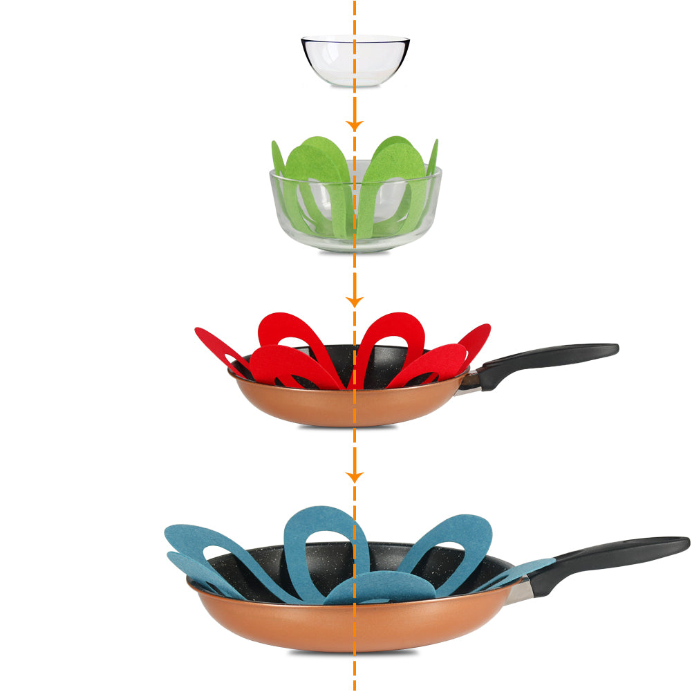 BYKITCHEN Felt Pan Separators, Set of 20 & 4 Different Sizes, Flower Glass Bowl Dish Separator Protectors for Stacking and Protecting Glassware, Cookware and More Visit the BYKITCHEN Store