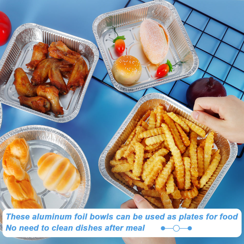 BYKITCHEN Air Fryer Aluminum Foil Food Containers, 8 Inch Square Air fryer liners, 30 Pack, Air Fryer Accessories for COSORI, Ninja, Tower Baking/Cooking/Roasting