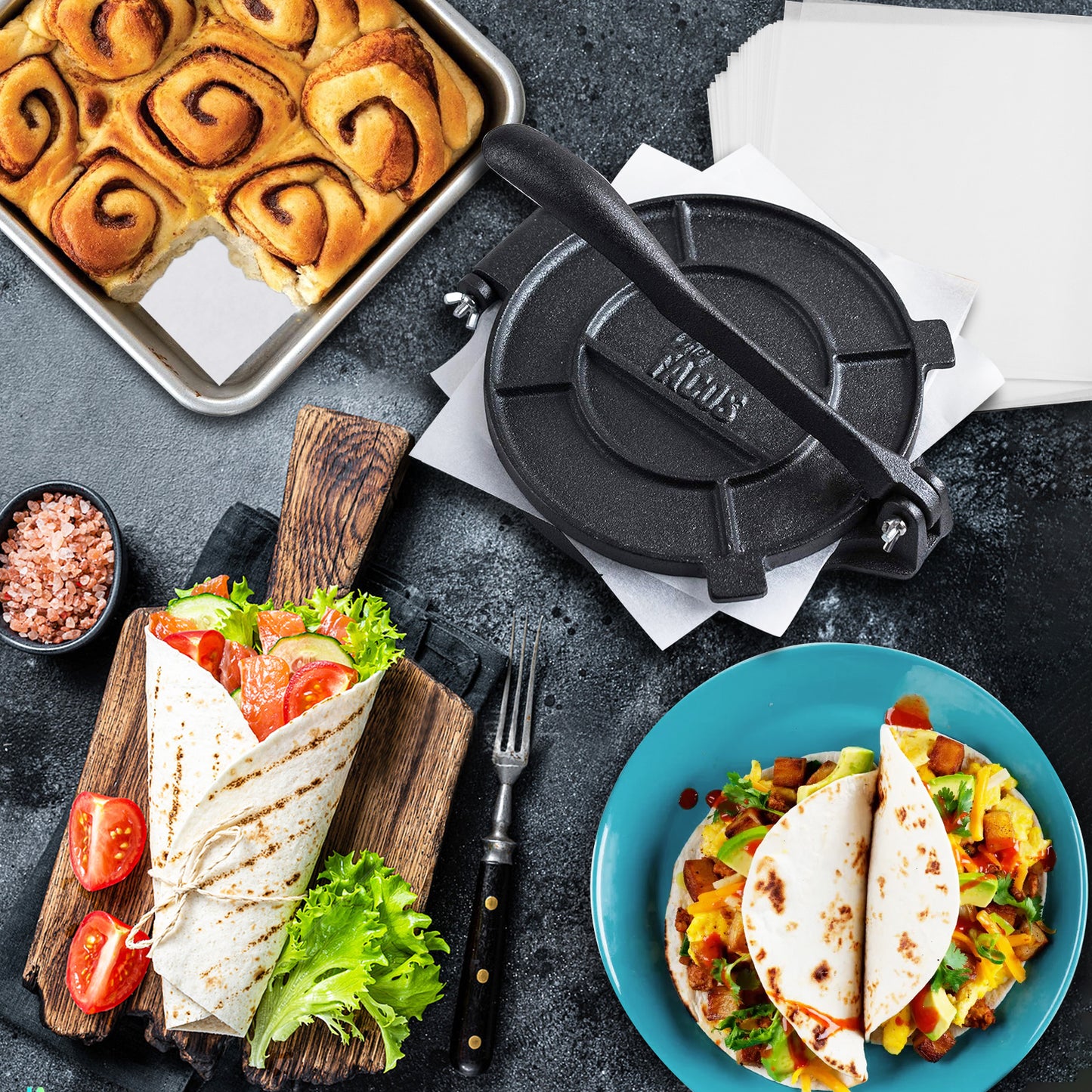 BYKITCHEN Tortilla Press Liners, 8x8 Inch Non Stick Parchment Paper Squares for Baking Pan, Compatible with Victori Tortilla Press, Roti Maker, Quesadilla Maker & Other 7-8 inch Tortilla Press(100pcs)