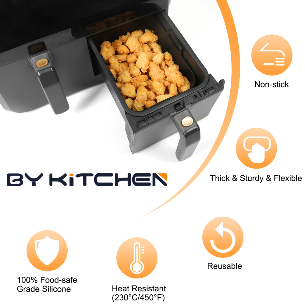 BYKITCHEN Air Fryer Silicone Liner for Ninja Dual AF400UK/AF451UK/TOWER T17088/Instant Vortex 8.5L, 2PCS Large Thicken Air Fryer Accessories for Salter/Devology Double Basket 9L/9.5L Air Fryer