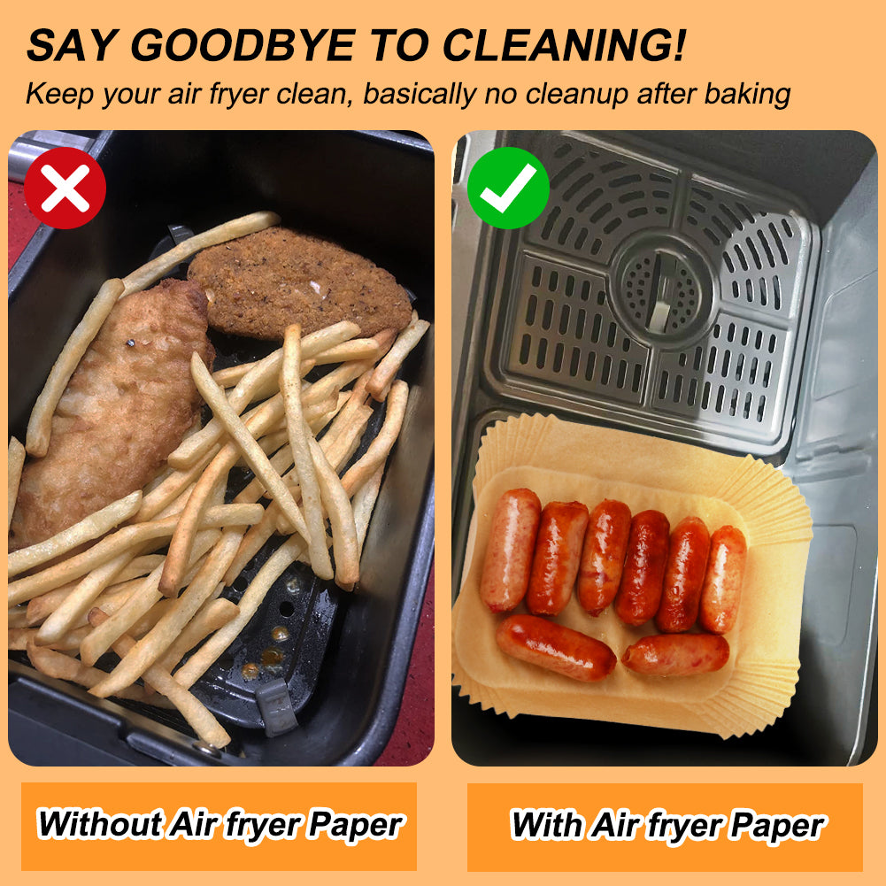 BYKITCHEN Air Fryer Liners for Ninja Foodi Flex Drawer Air Fryer AF500UK 10.4L, 150Pcs Air Fryer Accessories, Large Air Fryer Parchment Paper Liners, Also Compatible for Duronic 10L & Instant 8.5L