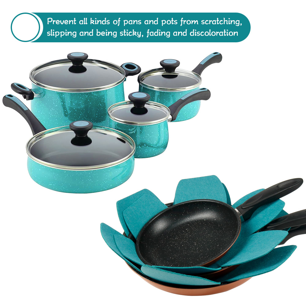 BYKITCHEN Stacking Pan Protectors, Larger & Thicker Felt Pan Separators Pads, Set of 9 and 3 Different Sizes, Pot Protectors for Storing and Protecting Your Cookware