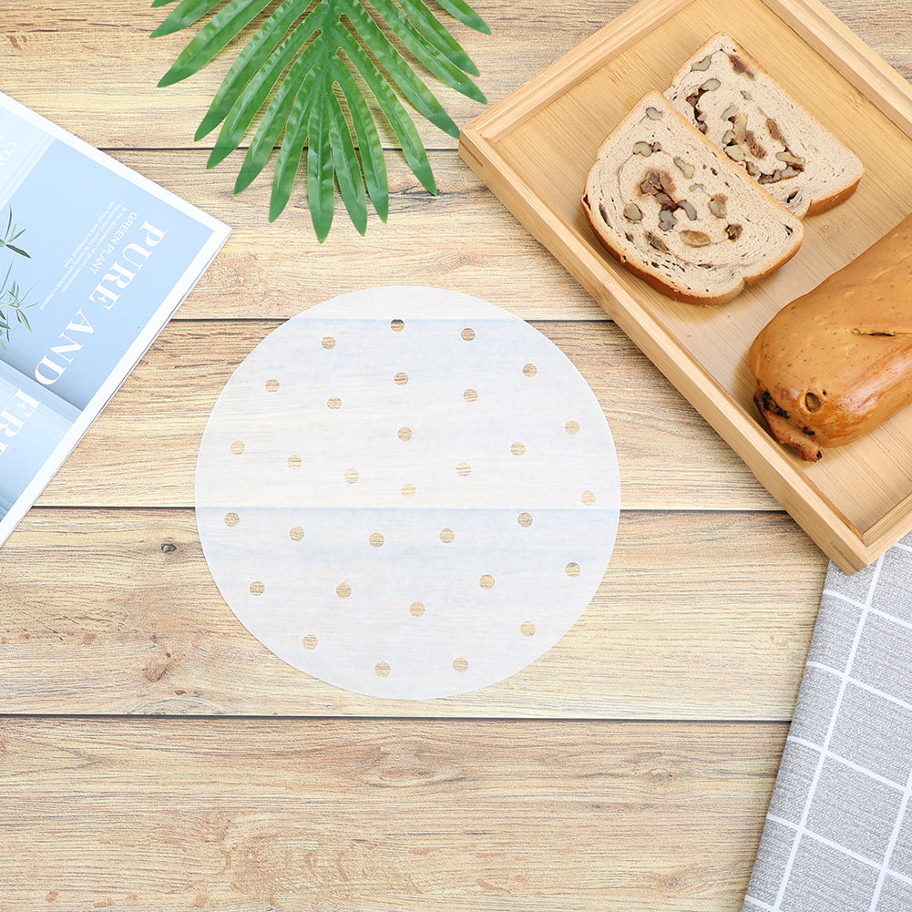 8 Inch Air Fryer Liners, Set of 200, 7/7.5/8.5/9/10inch Air Fryer Paper Available, Perforated Parchment Paper for Air Fryer, Steaming Basket and More