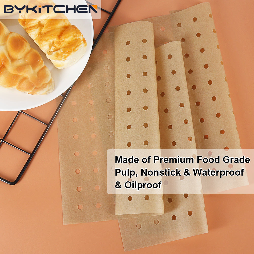 BYKITCHEN Air Fryer Oven Liner, 9x11 Inch, Unbleached Rectangle Air Fryer Parchment Paper, Compatible with Cuisinart, Breville, Emeril Lagasse and More, Airfryer Toaster Oven Accessories(Set of 100)