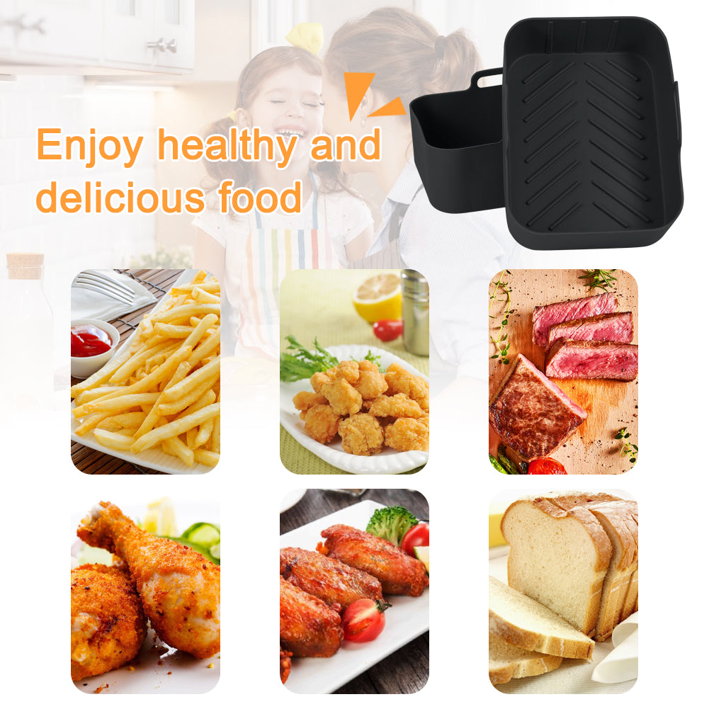 BYKITCHEN Air Fryer Silicone Liner for Ninja Dual AF400UK/AF451UK/TOWER T17088/Instant Vortex 8.5L, 2PCS Large Thicken Air Fryer Accessories for Salter/Devology Double Basket 9L/9.5L Air Fryer