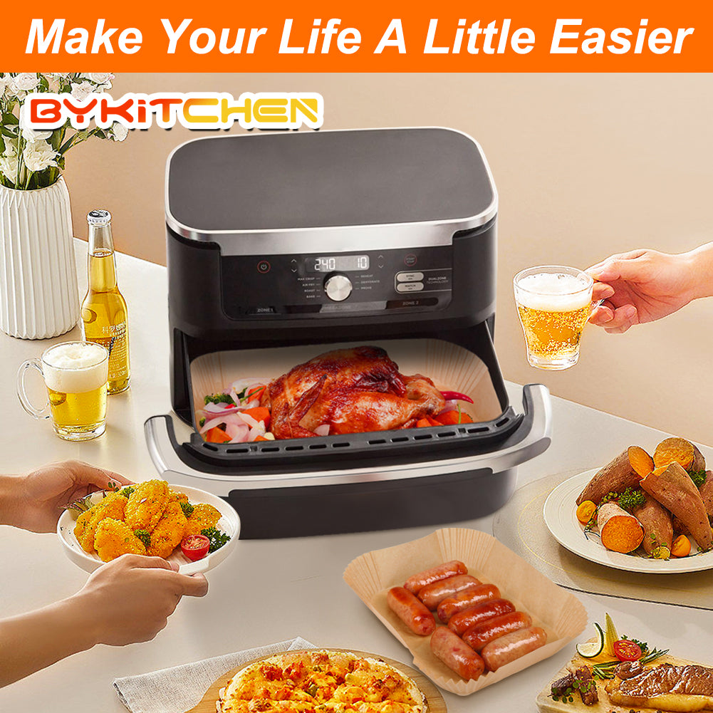 BYKITCHEN Air Fryer Liners for Ninja Flex Drawer AF500UK 10.4L, Air Fryer Accessories for AF500UK Megazone, Large 10.4L Air Fryer Liners, Also Compatible for Duronic 10L & Instant 8.5L(120PCS)