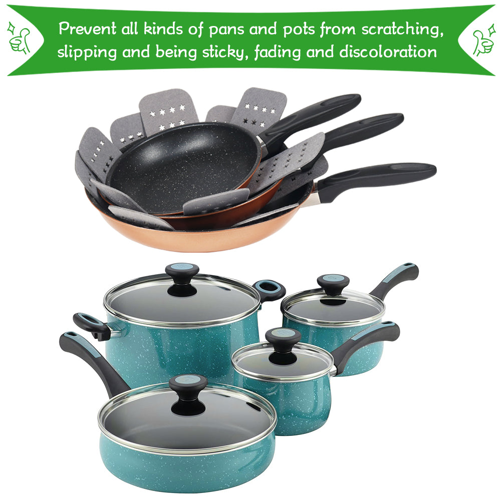 BYKITCHEN Pan Protectors with Stars, Larger & Thicker Pan Separators Protectors, Set of 9 and 3 Different Sizes, Pot Protectors for Stacking and Protecting Your Cookware