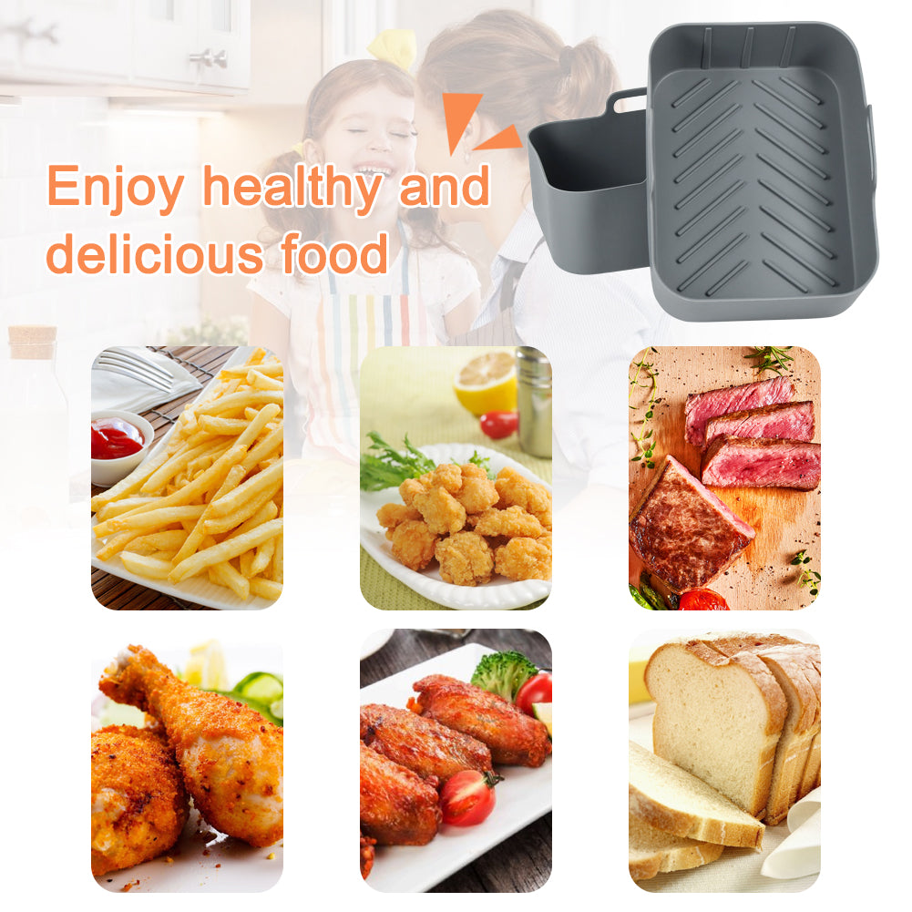 BYKITCHEN Silicone Air Fryer Liners for Ninja Dual Reusable,2PCS Large Liners for Air Fryer Basket, Air Fryer Accessories for Ninja AF400UK/TOWER/Salter/Instant Vortex Double Basket 9.5L Air Fryer