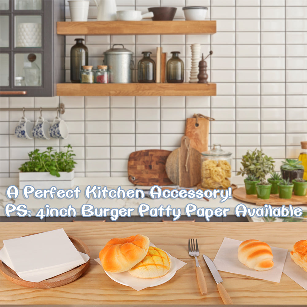Burger Patty Papers, Set of 300, 14cm Square Baking Parchment for Separating Patties, Cookies and More