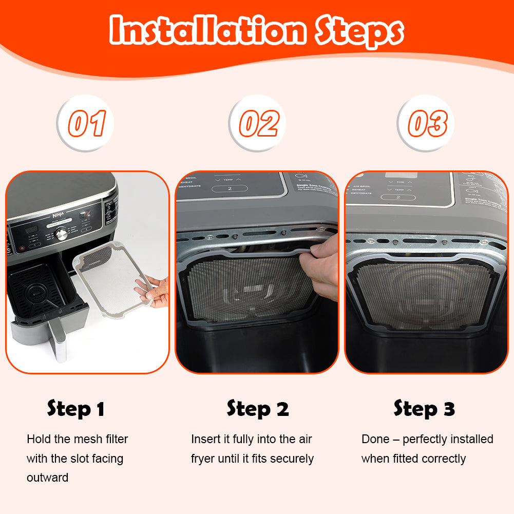 BYKITCHEN Air Fryer Accessories for Ninja Dual 9.5L AF400UK/DZ400UKSTGD/AF400UKCP, 2PCS Magnetic Splatter Guard for Airfryer, Special Compatible with Ninja Foodi Max Double Air Fryer