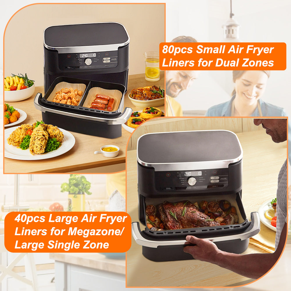BYKITCHEN Air Fryer Liners for Ninja Flex Drawer AF500UK 10.4L, Air Fryer Accessories for AF500UK Megazone, Large 10.4L Air Fryer Liners, Also Compatible for Duronic 10L & Instant 8.5L(120PCS)