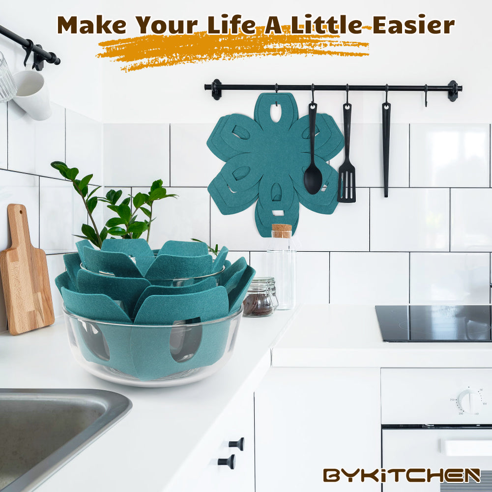 BYKITCHEN Pot and Pan Protectors, Set of 12 & 3 Different Sizes, Felt Pot Separators Protectors, Pan Protectors for Stacking and Protecting Your Cookware
