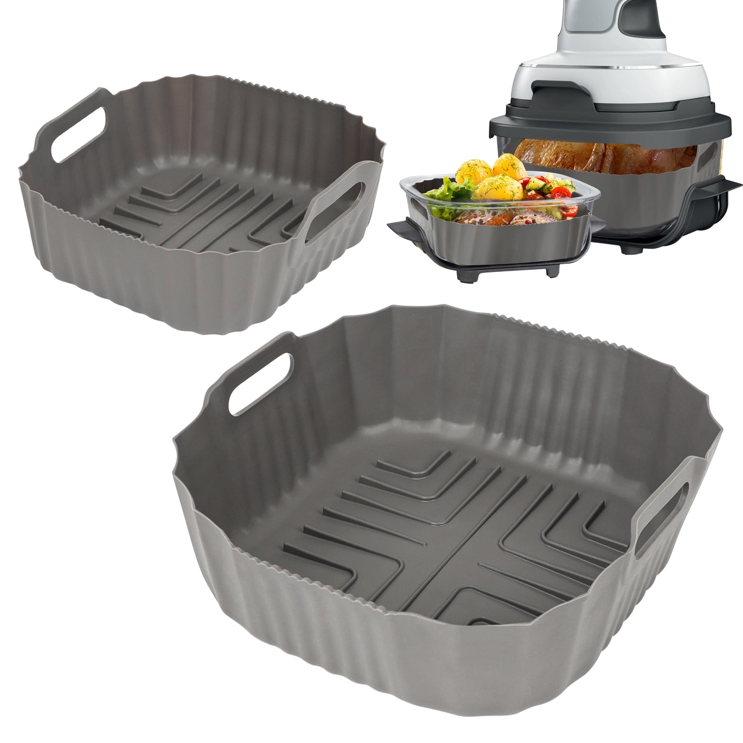 BYKITCHEN Air Fryer Silicone Liners for Ninja CRISPi/Crispy Portable Glass Air Fryer UK 3.8L & 1.4L, Silicone Airfryer Liners for Crispy Fryers, Accessories for Ninja Crisper FN101UK