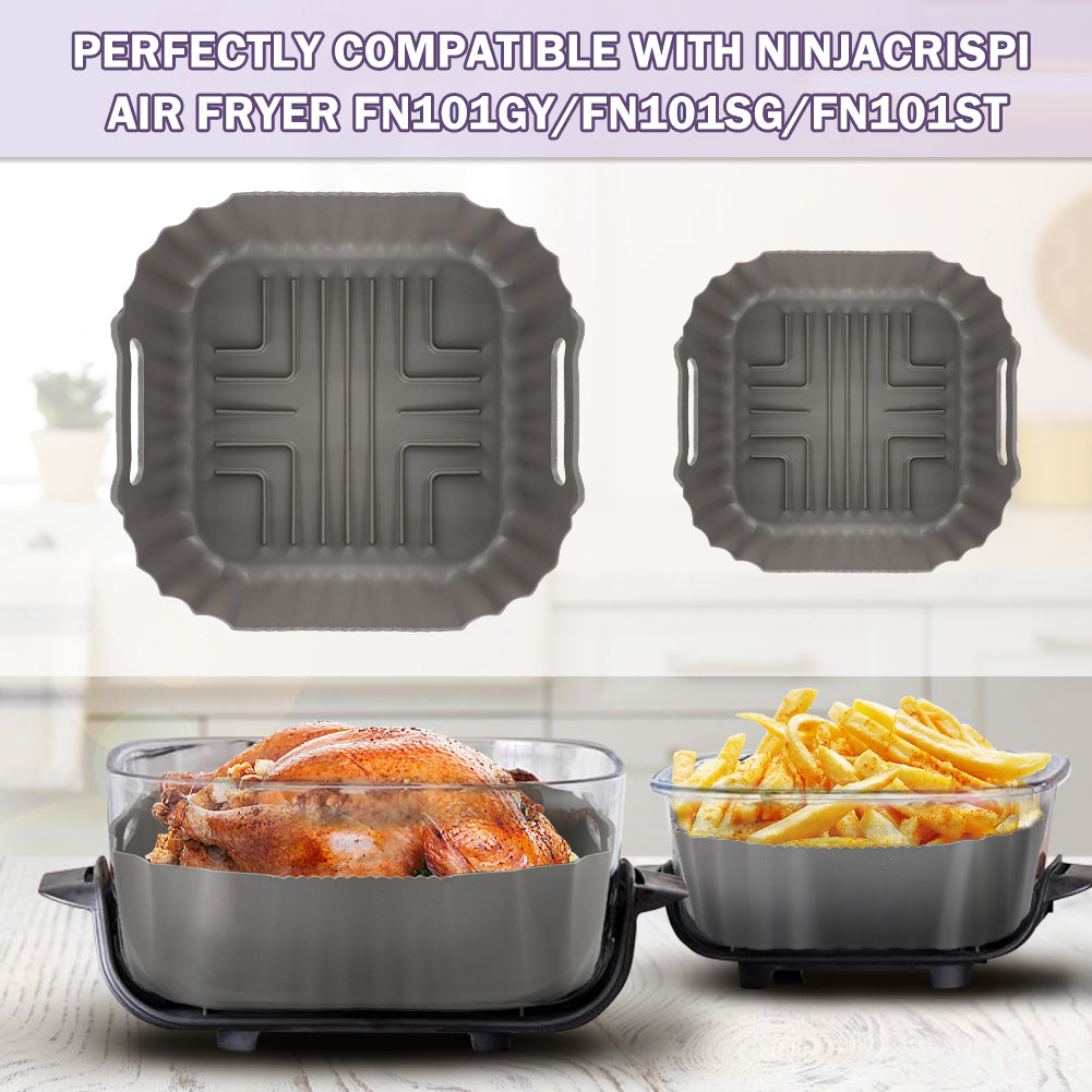 BYKITCHEN Air Fryer Silicone Liners for Ninja CRISPi/Crispy Portable Glass Air Fryer UK 3.8L & 1.4L, Silicone Airfryer Liners for Crispy Fryers, Accessories for Ninja Crisper FN101UK