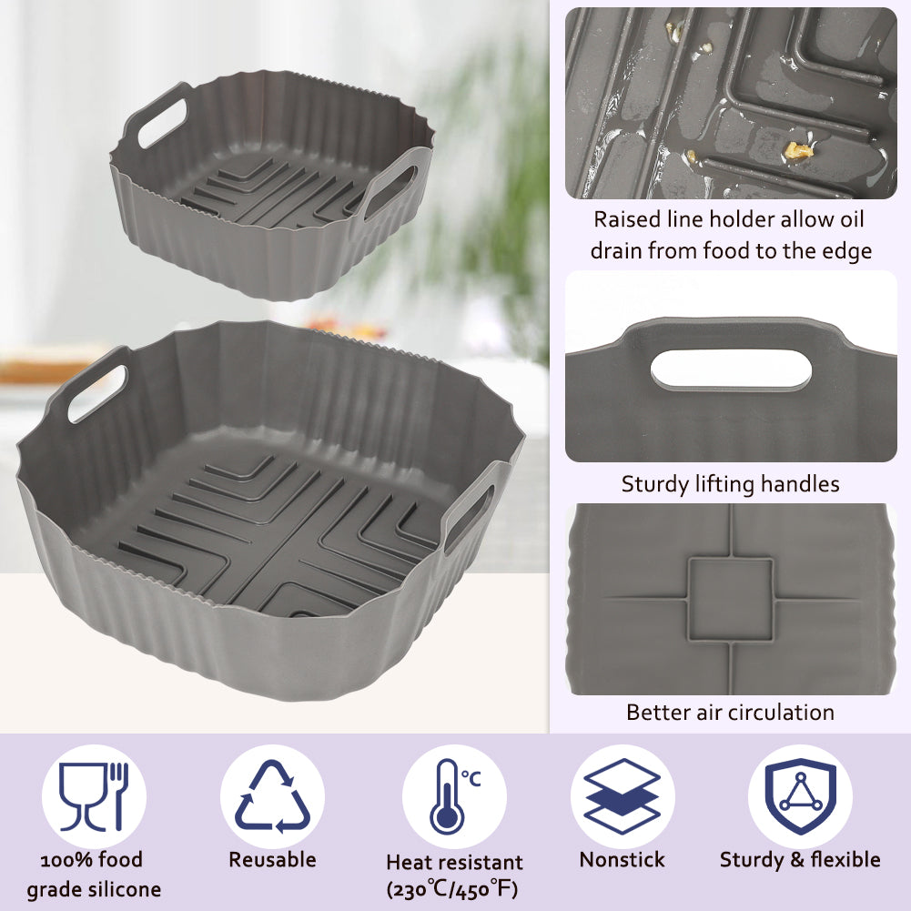BYKITCHEN Air Fryer Silicone Liners for Ninja CRISPi/Crispy Portable Glass Air Fryer UK 3.8L & 1.4L, Silicone Airfryer Liners for Crispy Fryers, Accessories for Ninja Crisper FN101UK