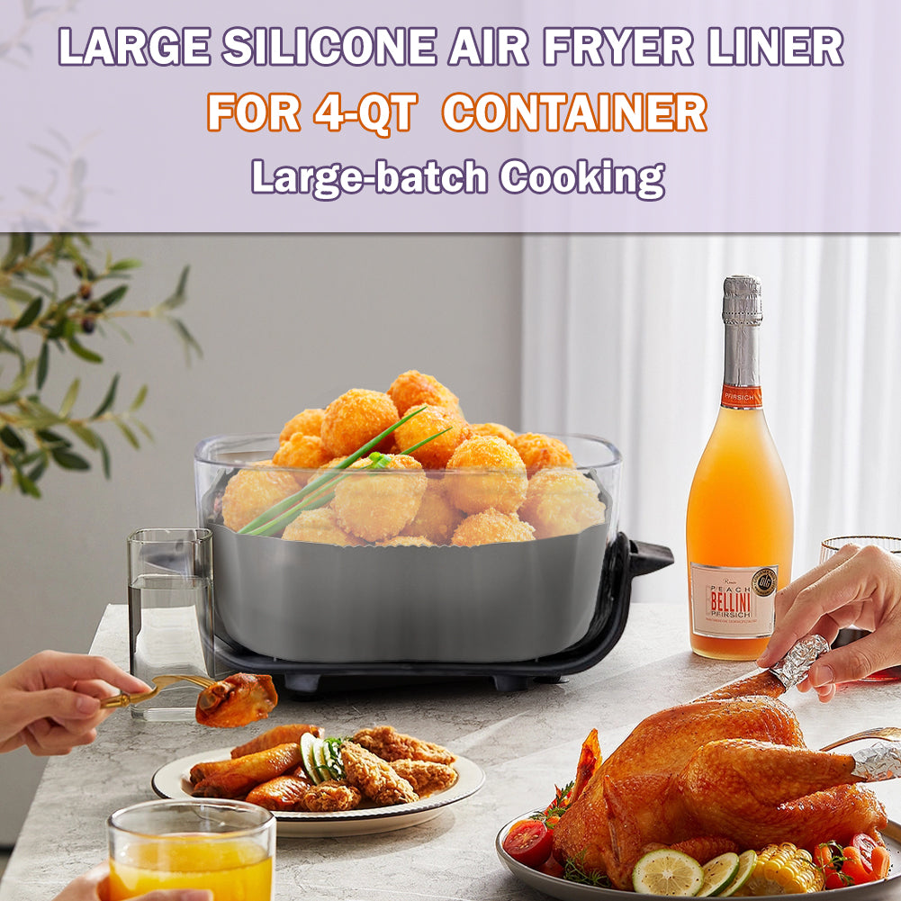 BYKITCHEN Air Fryer Silicone Liners for Ninja CRISPi/Crispy Portable Glass Air Fryer UK 3.8L & 1.4L, Silicone Airfryer Liners for Crispy Fryers, Accessories for Ninja Crisper FN101UK