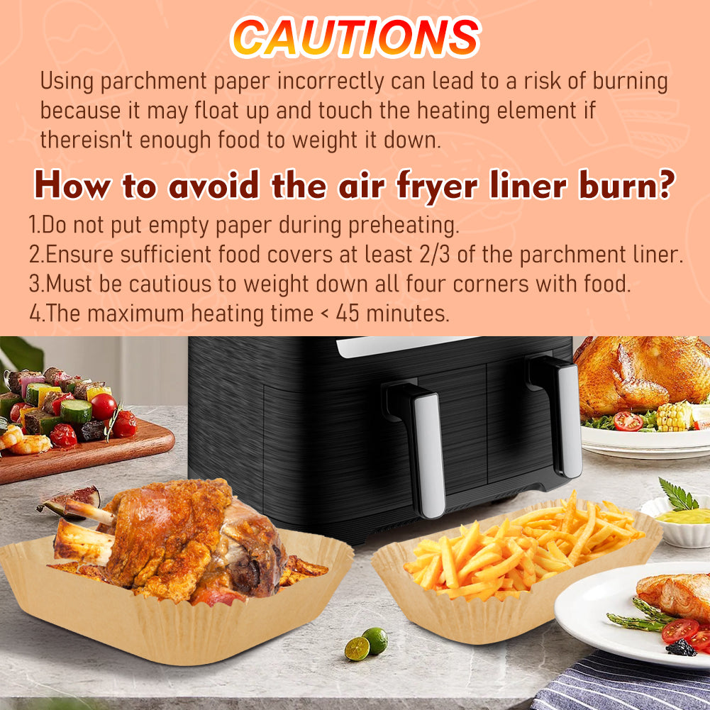 BYKITCHEN Air Fryer Liners for Philips Dual Air Fryer 3L & 6L, Tefal 5.2L & 3.1L, Cookwise 3L & 6L, Lakeland/Salter Dual Air Fryer (150PCS)