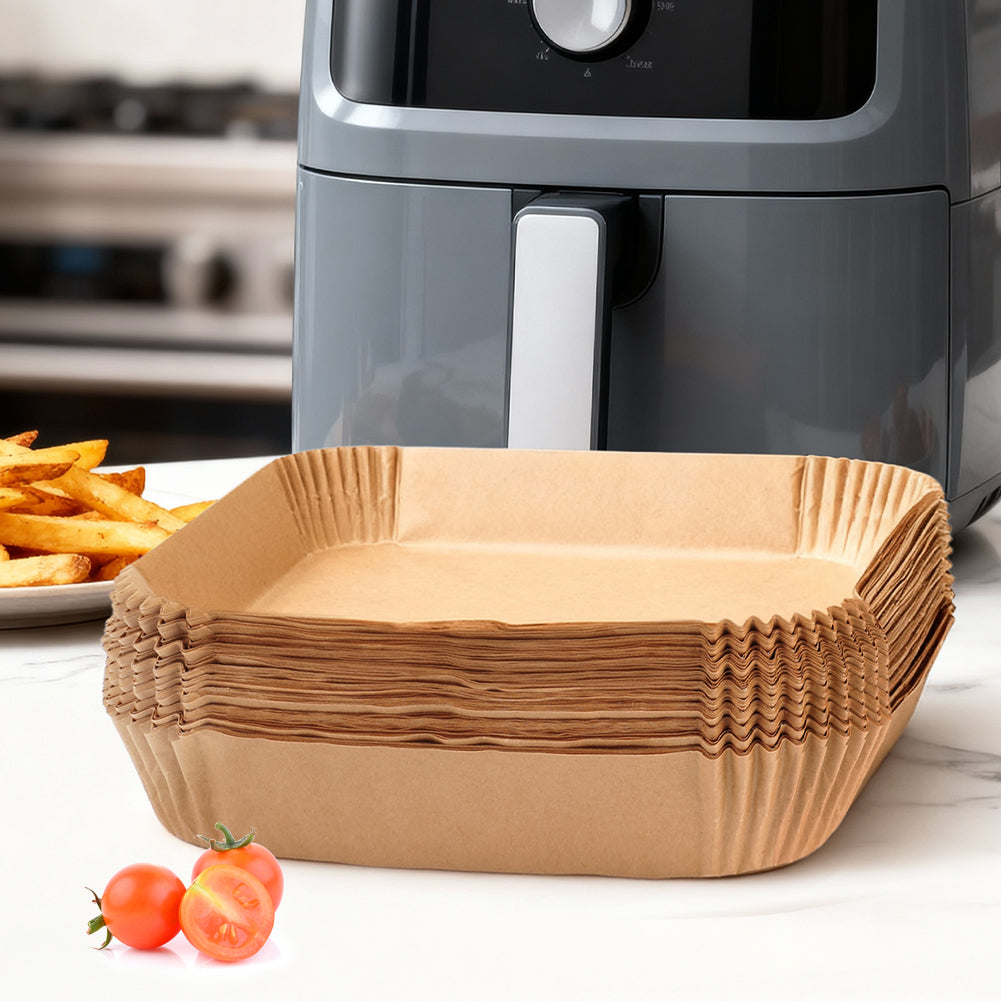 BYKITCHEN Large Air Fryer Liners Disposable, 200PCS 9 Inch Square Parchment Paper Liners for 8L-12L Air Fryer & Oven,Nonstick Food Grade Airfryer Accessories for Russell Hobbs 8.3L