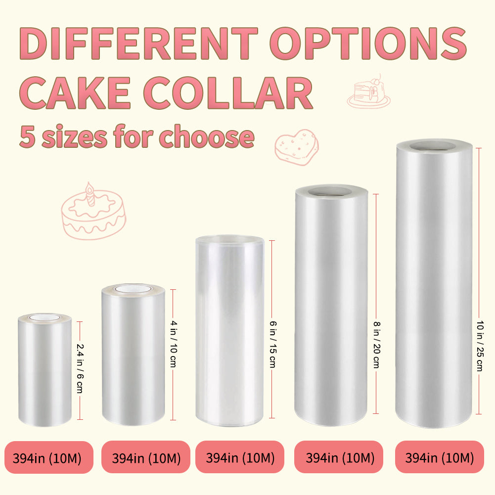 BYKITCHEN Cake Collar, 10 Inch Cake Acetate Collars, Large Clear Acetate Sheets for Chocolate Mousse DIY Cake Wrapping Decorating Baking (Length 394inch)