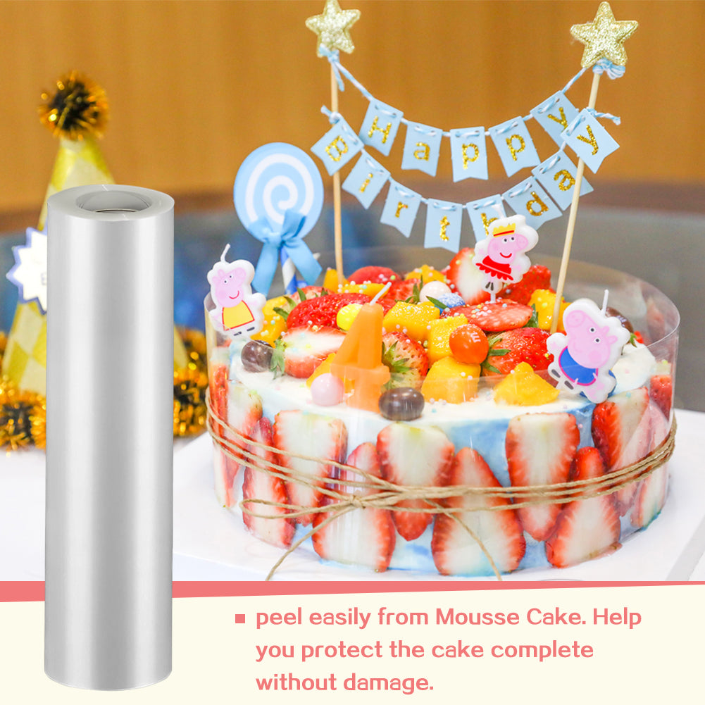 BYKITCHEN Cake Collar, 10 Inch Cake Acetate Collars, Large Clear Acetate Sheets for Chocolate Mousse DIY Cake Wrapping Decorating Baking (Length 394inch)