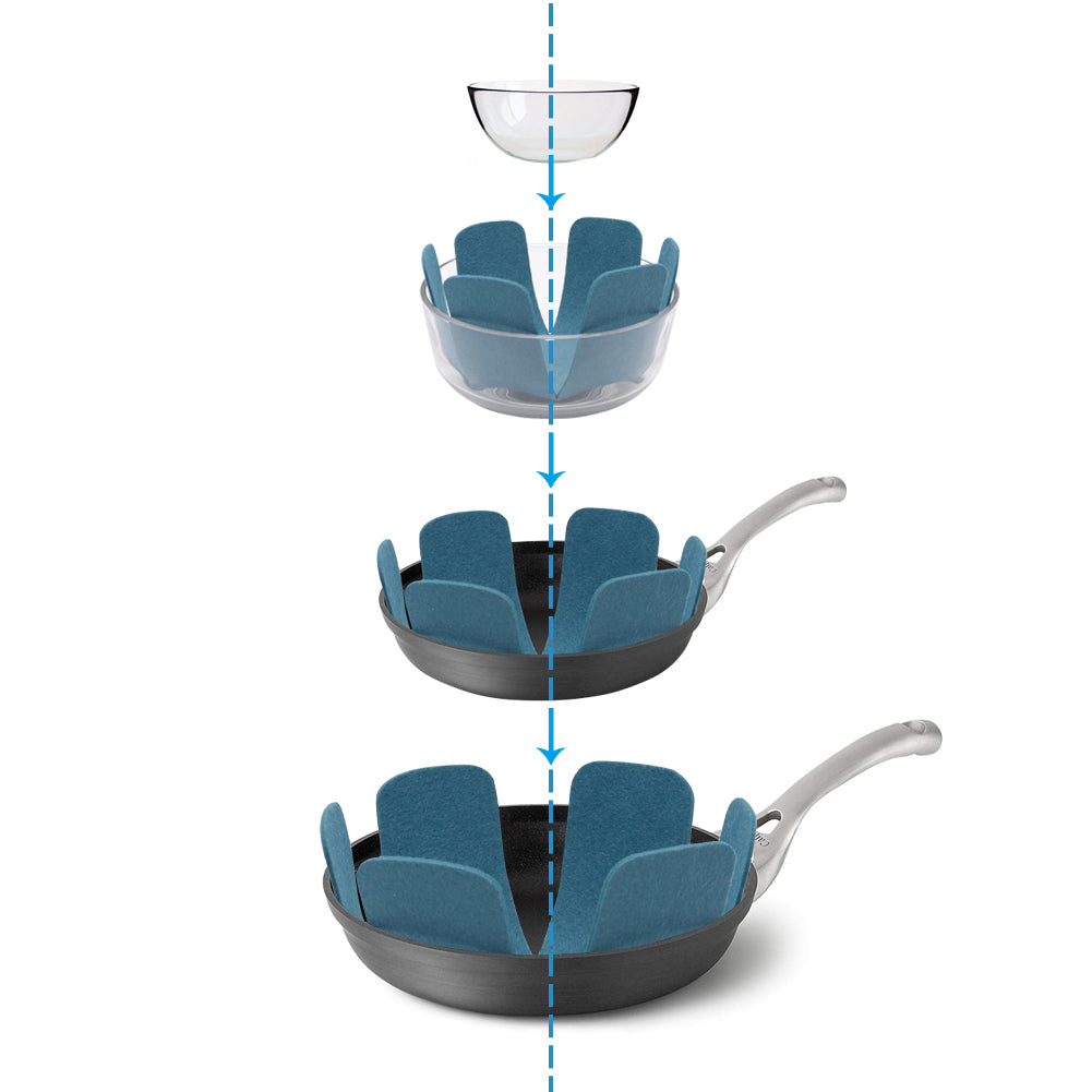 Pan Pot Protectors, Larger & Thicker Felt Pan Protector, Gray/Orange/Cyan Pan Protectors Optional, 3 Different Sizes, 12 Pcs Pot Separator Pads for Protecting and Stacking Your Cookware(Cyan)