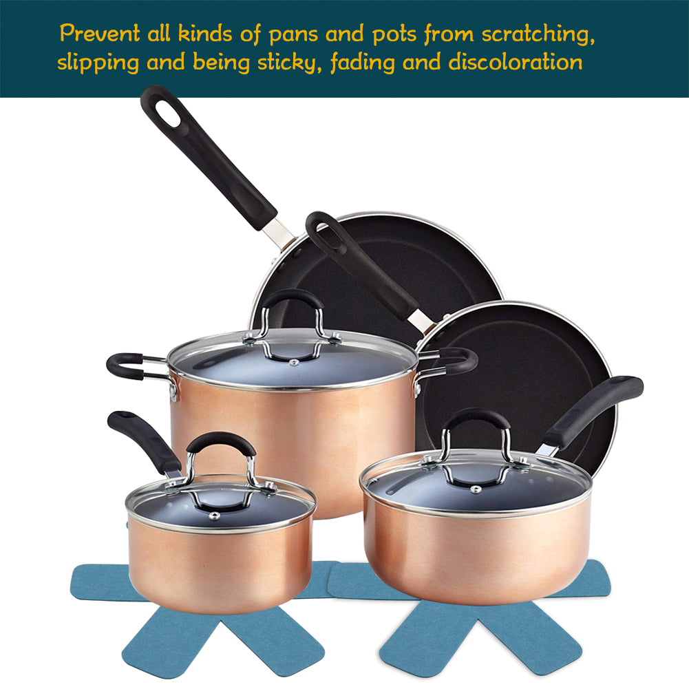 Pan Pot Protectors, Larger & Thicker Felt Pan Protector, Gray/Orange/Cyan Pan Protectors Optional, 3 Different Sizes, 12 Pcs Pot Separator Pads for Protecting and Stacking Your Cookware(Cyan)