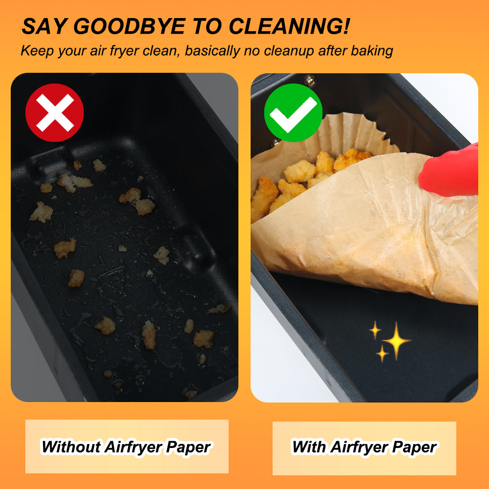 BYKITCHEN Air Fryer Liners for Ninja Dual Air Fryer, Set of 120, Rectangle Disposable Air Fryer Liners Compatible with Ninja DZ201/DZ401/DZ550/SL401, Instant Vortex and Other DualZone Airfryer