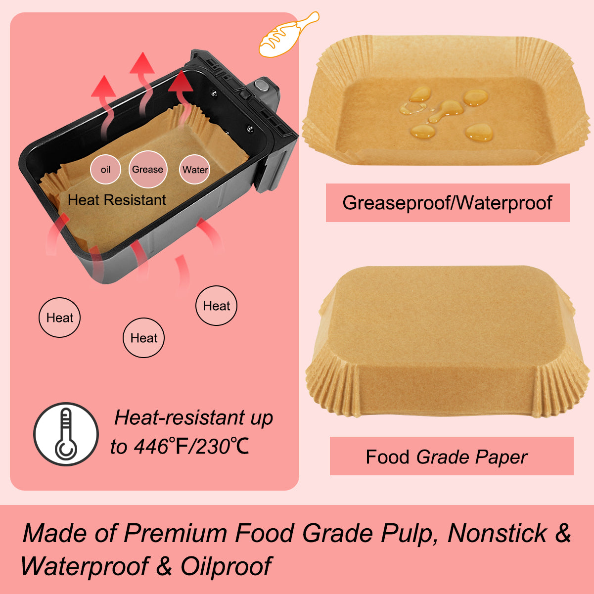 BYKITCHEN 100pcs Air Fryer Liners for Ninja Dual, Air Fryer AF300UK AF400UK Accessories, Disposable Air Fryer Parchment Paper Liner, Compatible with Ninja, Salter, Tower and Other Dual Zone Air Fryer