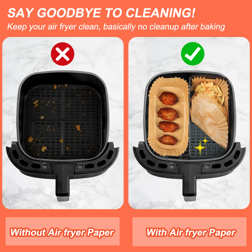 BYKITCHEN 150pcs Air Fryer Liners for Tefal Easy Fry 6.5L or 3.25L x2 Dual Air Fryer, Paper Liners Disposable, Air Fryer Accessories for Tefal Flexi Drawer Air Fryer EY801827