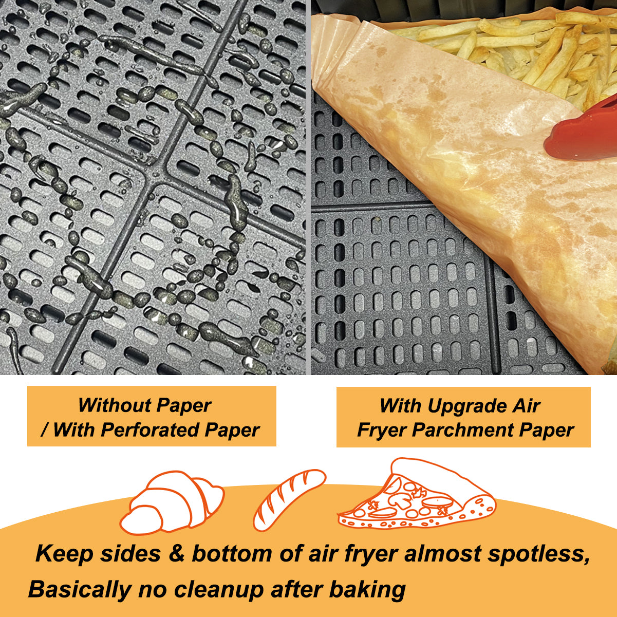 BYKITCHEN Air Fryer Liners for Ninja Dual, Air Fryer Accessories, Disposable Air Fryer Parchment Paper Liner, Compatible with Ninja AF300UK AF400UK, Salter and Other Dual Zone Air Fryer (50pcs)