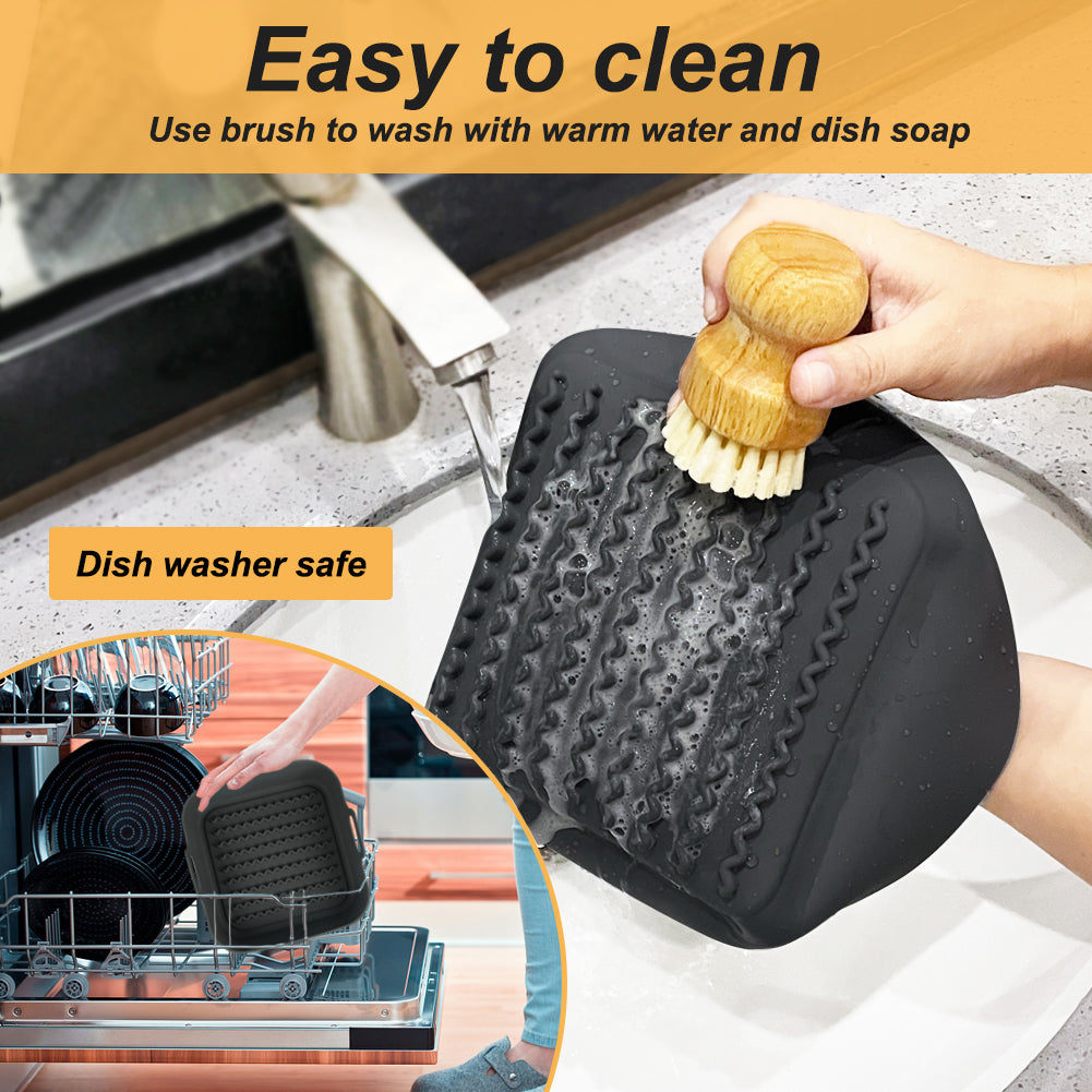 BYKITCHEN Air Fryer Liner Silicone, 8 Inch Thick Reusable Air Fryer Liner, Square Liner for Air Fryer Basket, Air Fryer Accessories for COSORI, Ninja Speedi, Instant vortex, Gourmia Air Fryer