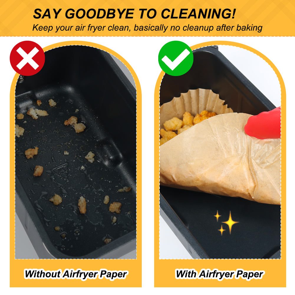 BYKITCHEN 120 PCS Airfryer Liners Disposable for Tower/Ninja Double Stack XL SL400UK Air Fryer, Paper Air Fryer Liners Accessories for NINJA AF400UK/AF400UK/ Foodi Max AF451UK 9.5L 2 Drawer Air Fryer