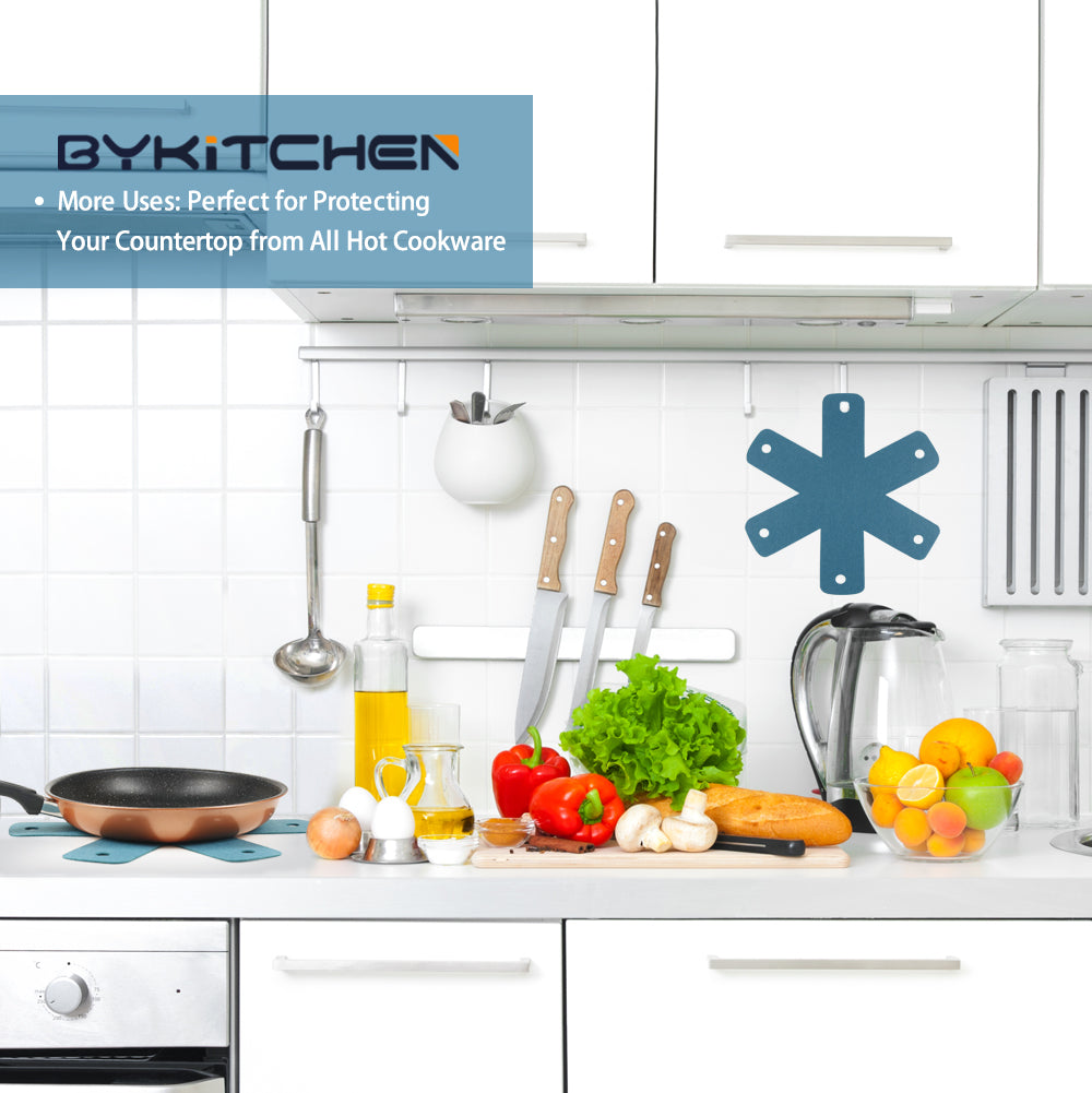 BYKITCHEN Pot Pan Protectors, Set of 12 and 4 Different Sizes, Larger & Thicker Cyan Pan Protector Pads, Pan Pot Separator Pads for Stacking and Protecting Your Cookware