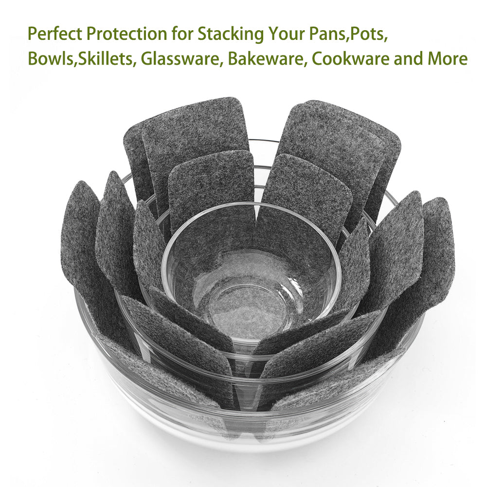 BOYAN Pot and Pan Protectors, Set of 12 and 3 Different Size, Cookware Dividers Pads/Stacking Pan Protectors/Pot Separators Pads for Protecting and Separating Pots Pans