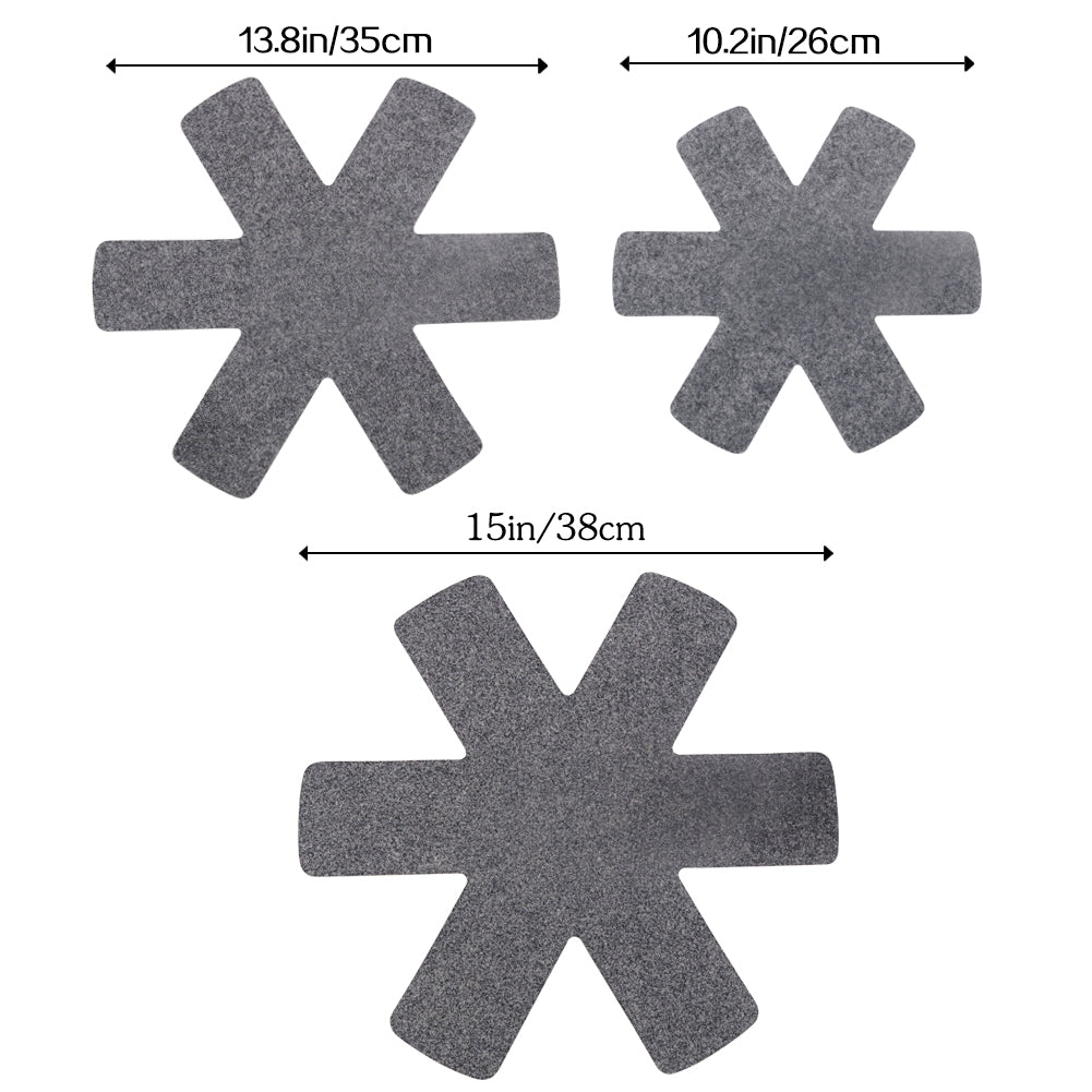 BOYAN Pot and Pan Protectors, Set of 12 and 3 Different Size, Cookware Dividers Pads/Stacking Pan Protectors/Pot Separators Pads for Protecting and Separating Pots Pans