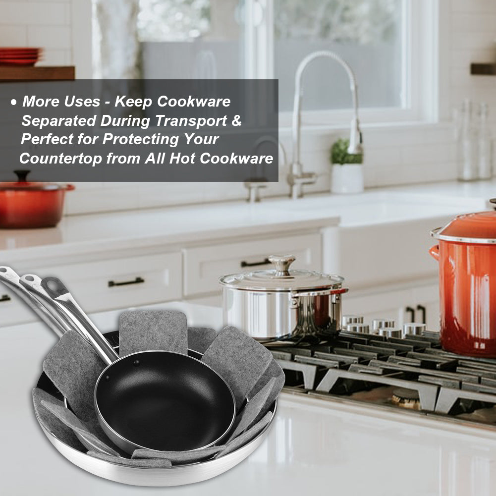 BOYAN Pot and Pan Protectors, Set of 12 and 3 Different Size, Cookware Dividers Pads/Stacking Pan Protectors/Pot Separators Pads for Protecting and Separating Pots Pans