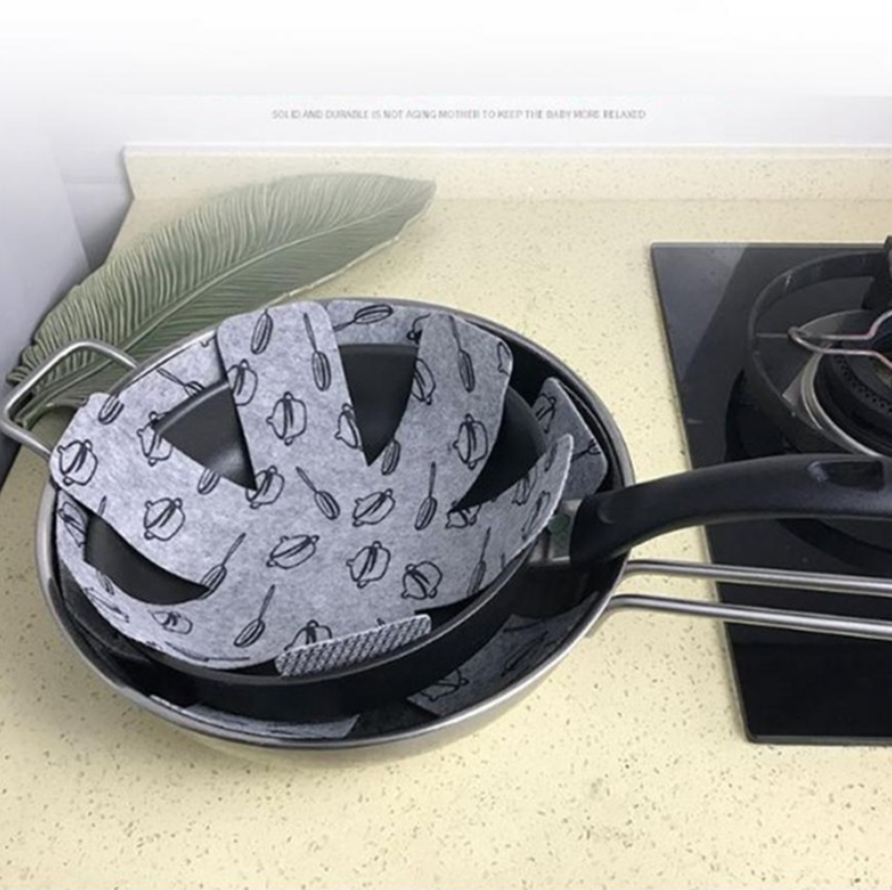 BOYAN Pot and Pan Protectors, Set of 12 and 3 Different Size, Cookware Protector Set/Felt Pots and Pans Divider Separator Pads Anti-Slip to Avoid Scratching or Marring When Stacking