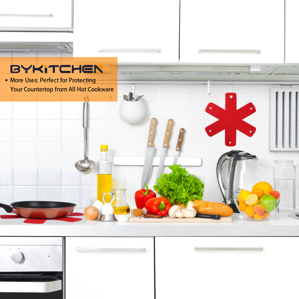 BYKITCHEN Pot Pan Protectors, Larger & Thicker Stacking Pot Protectors, Set of 8 and 4 Different Sizes, Pan Separator Pads for Stacking and Protecting Your Cookware(10/12/14/16inch)